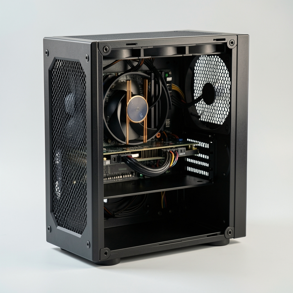 Sursă de alimentare modulară Seasonic PRIME TX-1000 Titanium deschisă parțial arătând filamentele de calitate și designul interior