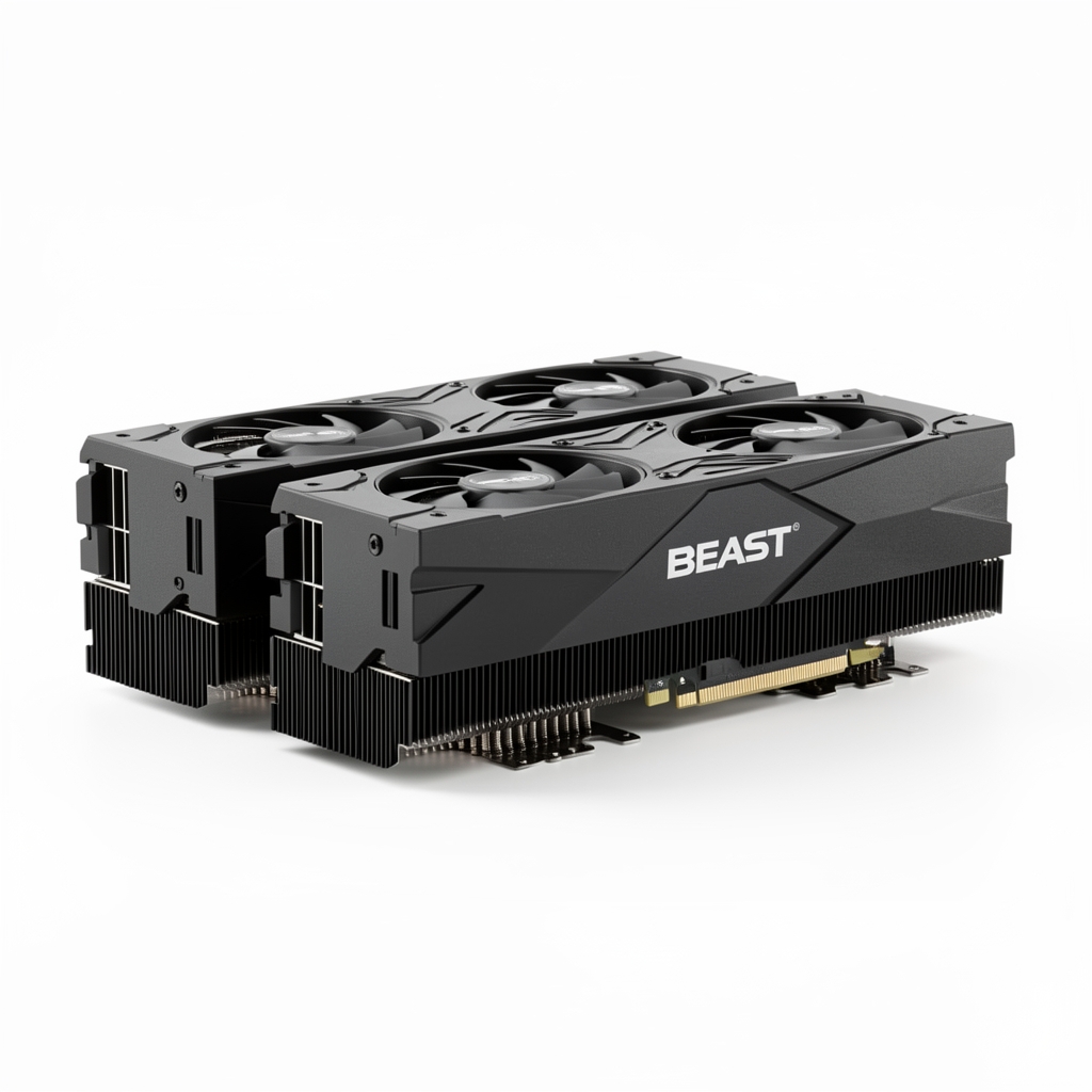 Kingston Fury Beast DDR5-6000 CL40 kit 32GB cu radiatoare negre joase pentru sisteme cu coolere mari pe fundal alb