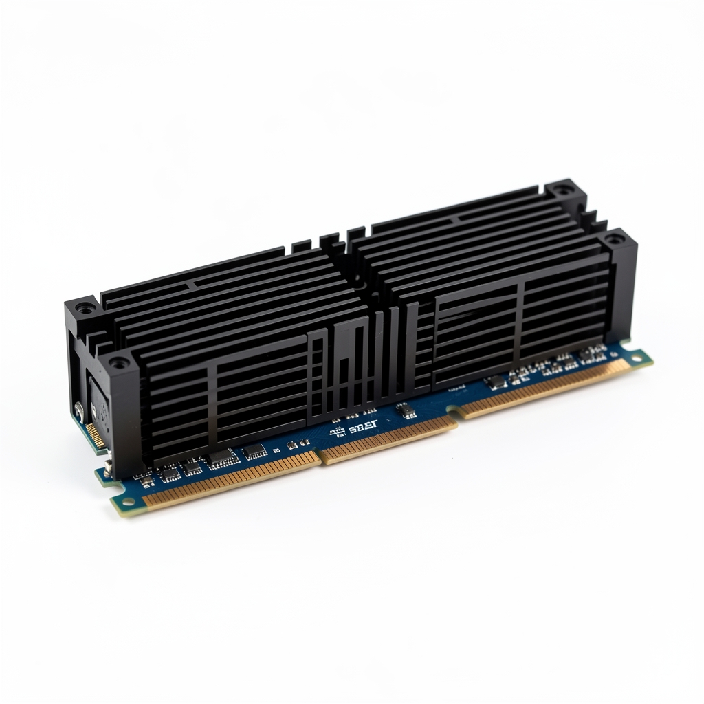 Kit memorii RAM DDR5 32GB Kingston Fury Beast cu radiator negru pe fundal alb