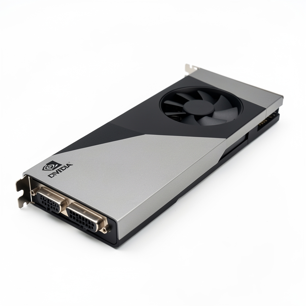 NVIDIA GeForce RTX 4070 Super Founders Edition cu design metalic gri și negru, conectori 16-pin pe fundal alb