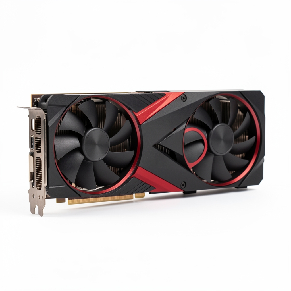 AMD Radeon RX 9070 XT Sapphire Nitro Plus cu sistem de răcire triventilator și design roșu-negru pe fundal alb